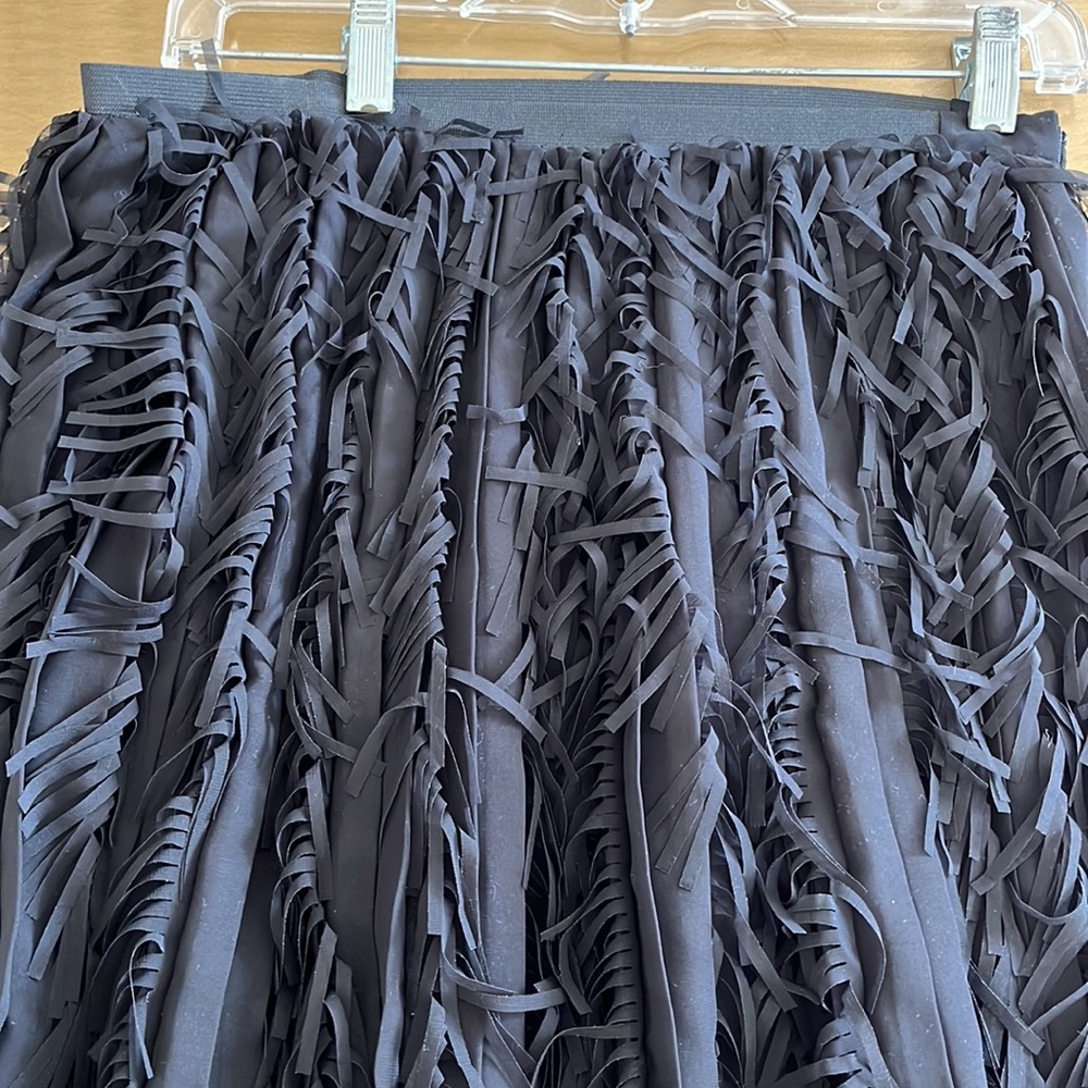 Black Fringed Midi Skirt - Picture 3 of 3